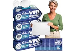 DURA CLEANSE XL Body Wash Wipes for Adults No Rinse Bathing & Elderly Incontinence (4pk) - 200 Ct. + 16 Travel Bath Wipes, 10" x 11.5" Disposable Washcloths for Adult Surgery Recovery & Elder Care