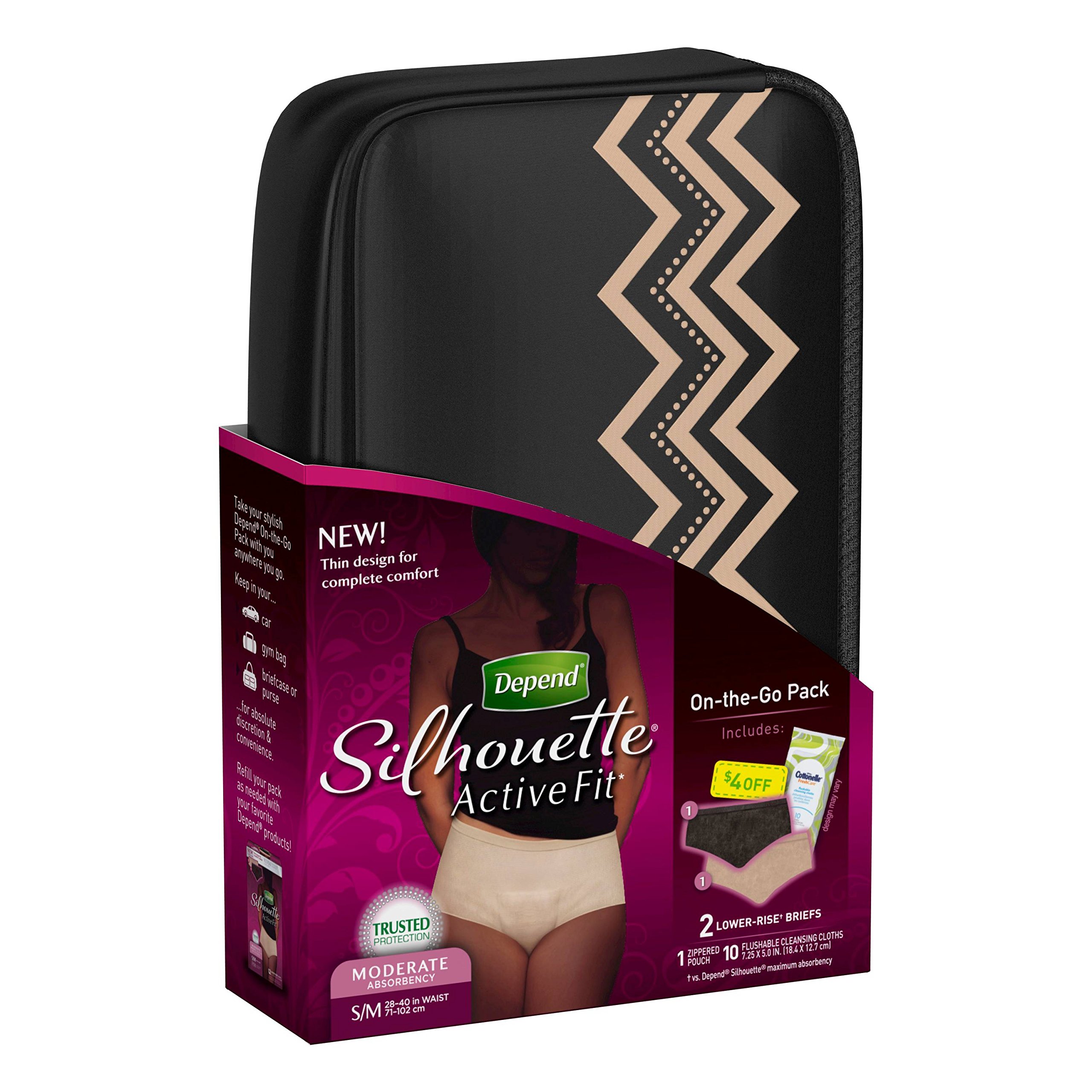 Depend Underwear Silhouette Active Fit, Beige & Black