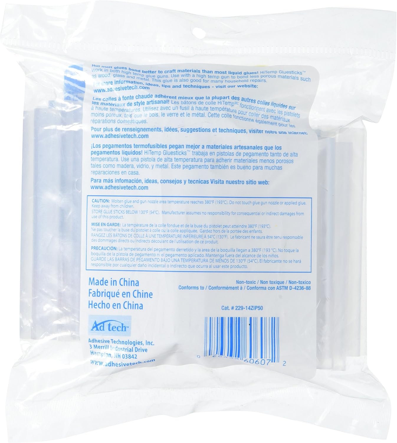 Adtech W229-14ZIP50 High Temp 50ct Full Size Hot Glue Sticks, Clear - Arts And Crafts Supplies
