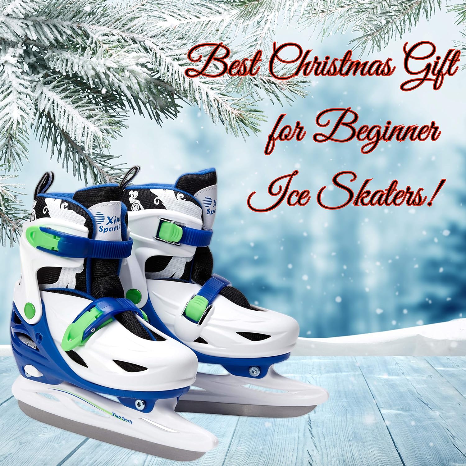 Xino Sports Adjustable Ice Skates - for Girls and Boys, Two Awesome Colors - Blue and Pink, Soft Padding and Reinforced Ankle Support, Fun to Skate! : Clothing