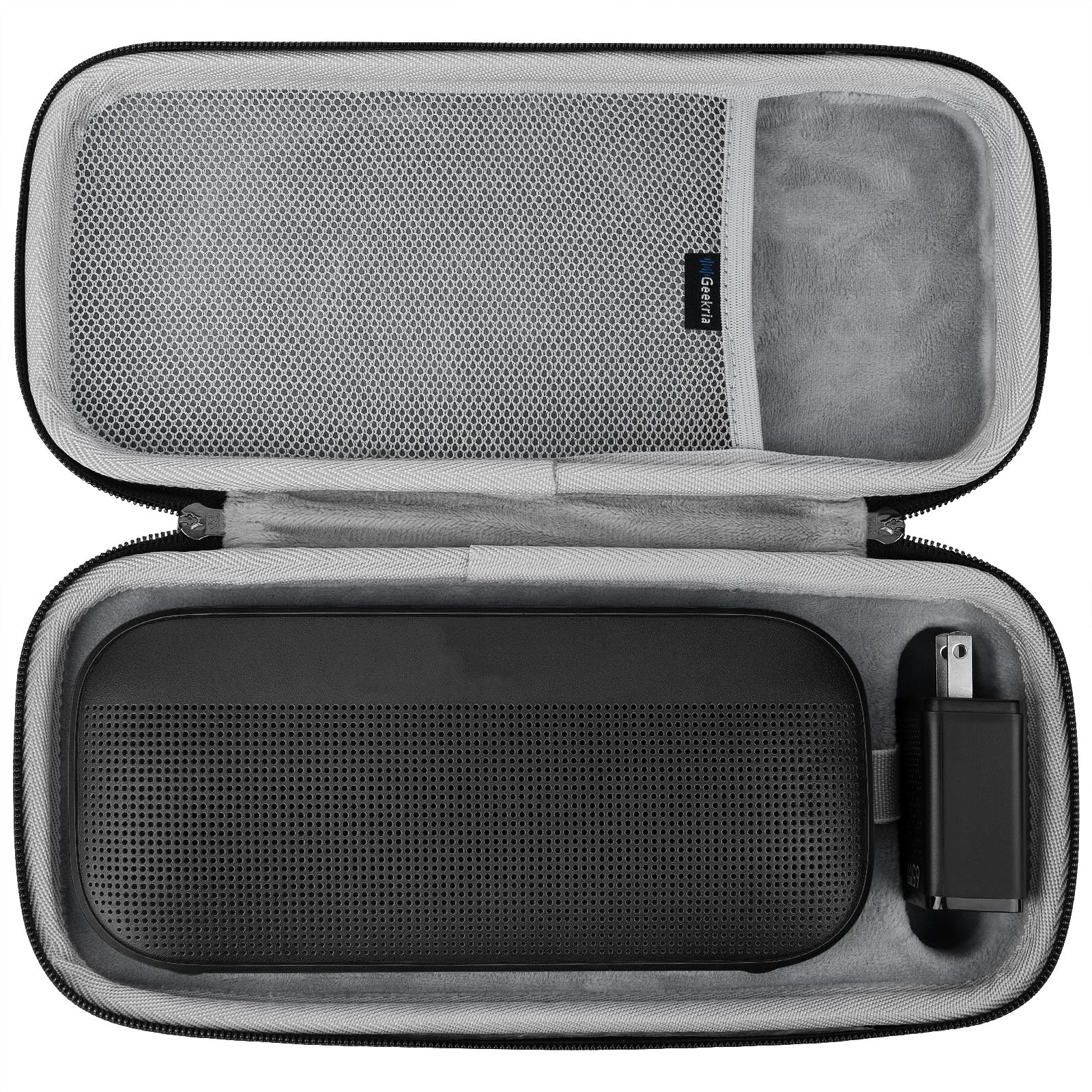 GEEKRIA Shield Speaker Case Compatible with Bose New SoundLink Flex 2nd Gen/SoundLink Flex Cover, Replacement Travel Hard Shell Portable Speaker Protective Carrying Bag (Dark Grey)