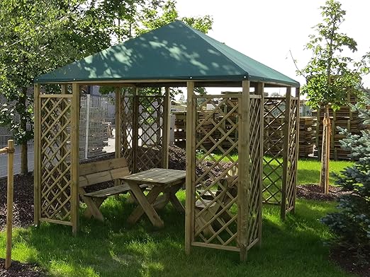 Amazon De Pavillon 3x3 M Aus Holz Kdi Mit Dach Gartenlaube Mit Rankelementen