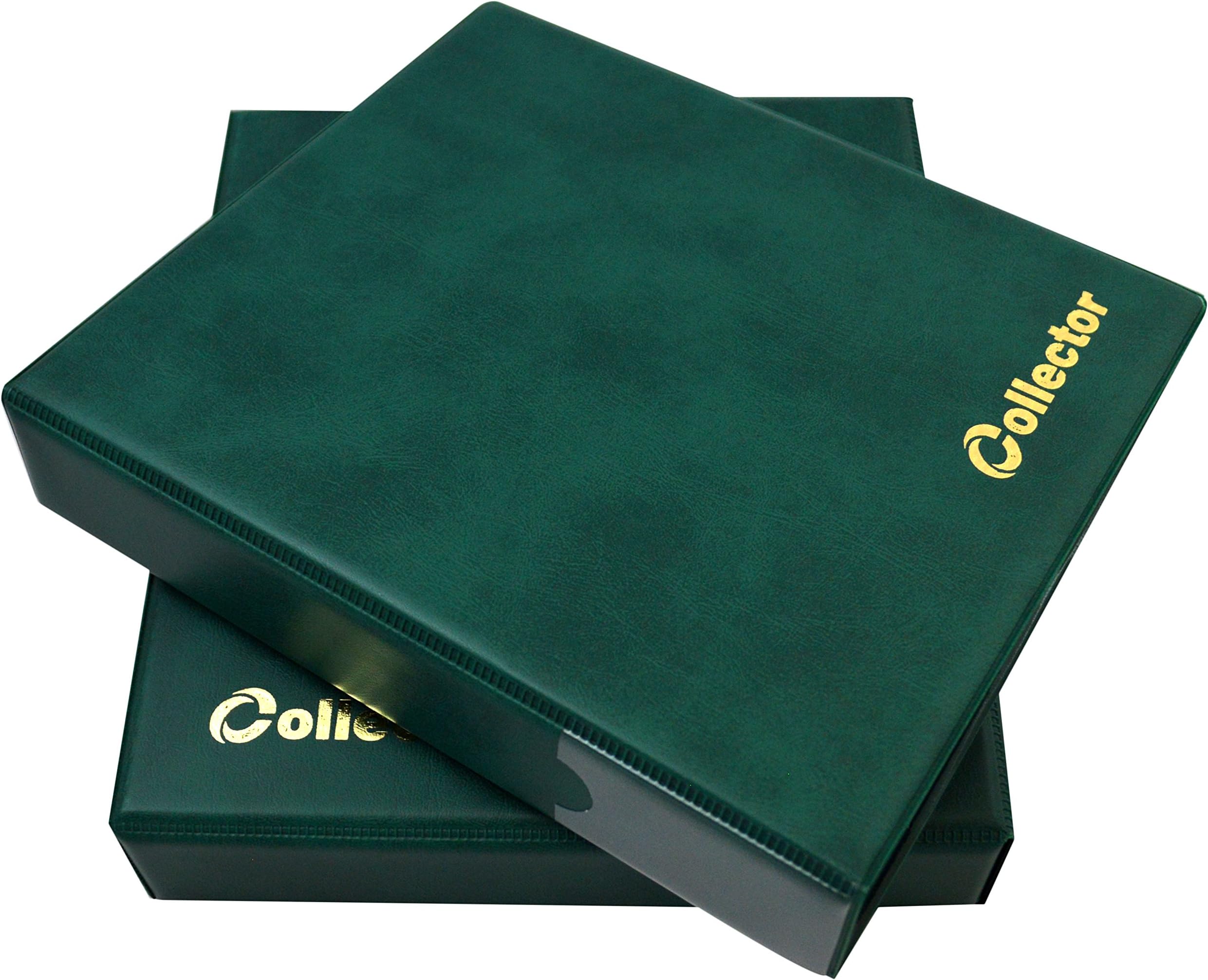 COLLECTOR Coin Album IN CASE for 200 MEDIUM sizes coins 50p 50 pence £1 £2 €1 €2 10 pages and red dividers GREEN