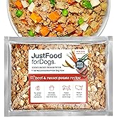 JustFoodForDogs Frozen Fresh Dog Food, Complete Meal or Topper, Beef & Russet Potato Human Grade Recipe, 18 oz (Pack of 7)