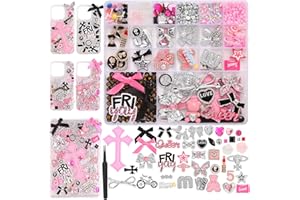 EIIOVCNYA 2380 Pcs Junk Phone Case Charms Kit,Charms for Customizing Diy Cases ，With Nail Accessories,Cute Bow,Flatback Pearls,Star,Love, Candy,Letter Beads,Cute Aesthetic Big Decor for Personalization