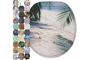 Sanilo Soft Close Toilet Seat ROUND, Quiet and Slow Close Lid and Seat, Strong Bumpers and Hinges, Beach