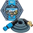 HydroTech 25 ft Expandable Garden Hose - Burst Proof & Lightweight, Flexible Water Hose with Durable Reinforced Latex Core & Solid Brass Fittings for Lawn, Garden, Car Washing