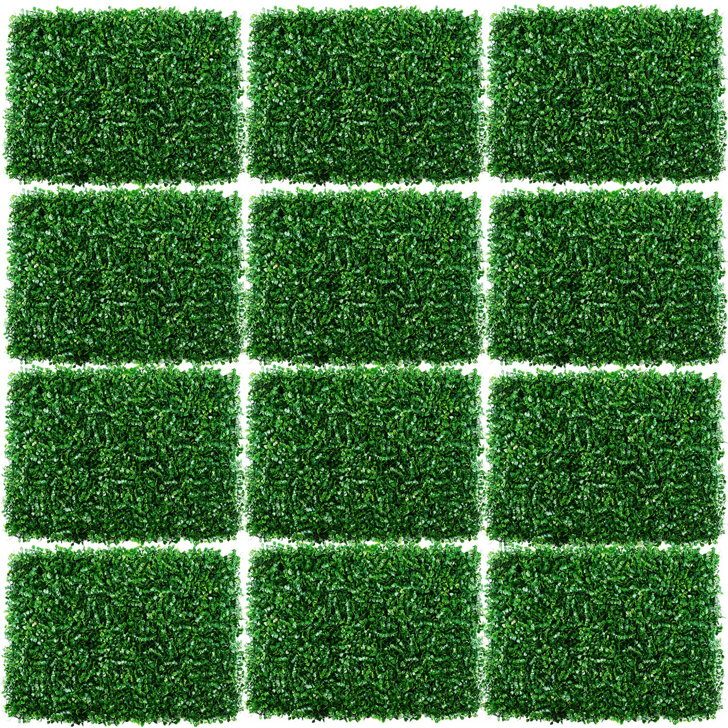 ybaymy 12PCS Grass Wall Panel 60 x 40cm Artificial Hedge Boxwood Panels Trellis Screening Fake Ivy Plants Privacy Fence Grass Backdrop Wall for Indoor Outdoor Home Balcony Garden Decor