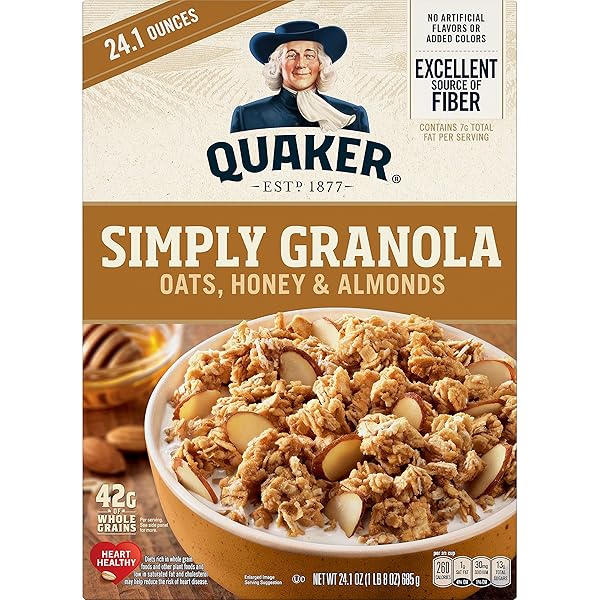 QUAKER SIMPLY GRANOLA, OATS, HONEY, & ALMONDS, 24.1OZ BOX