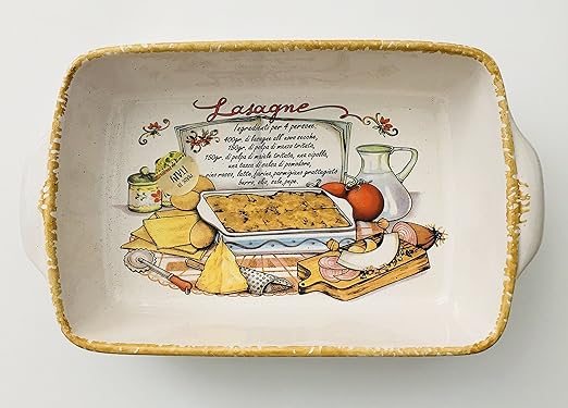 Hecho en Italia | lasaña receta | cerámica rectangular para el ...