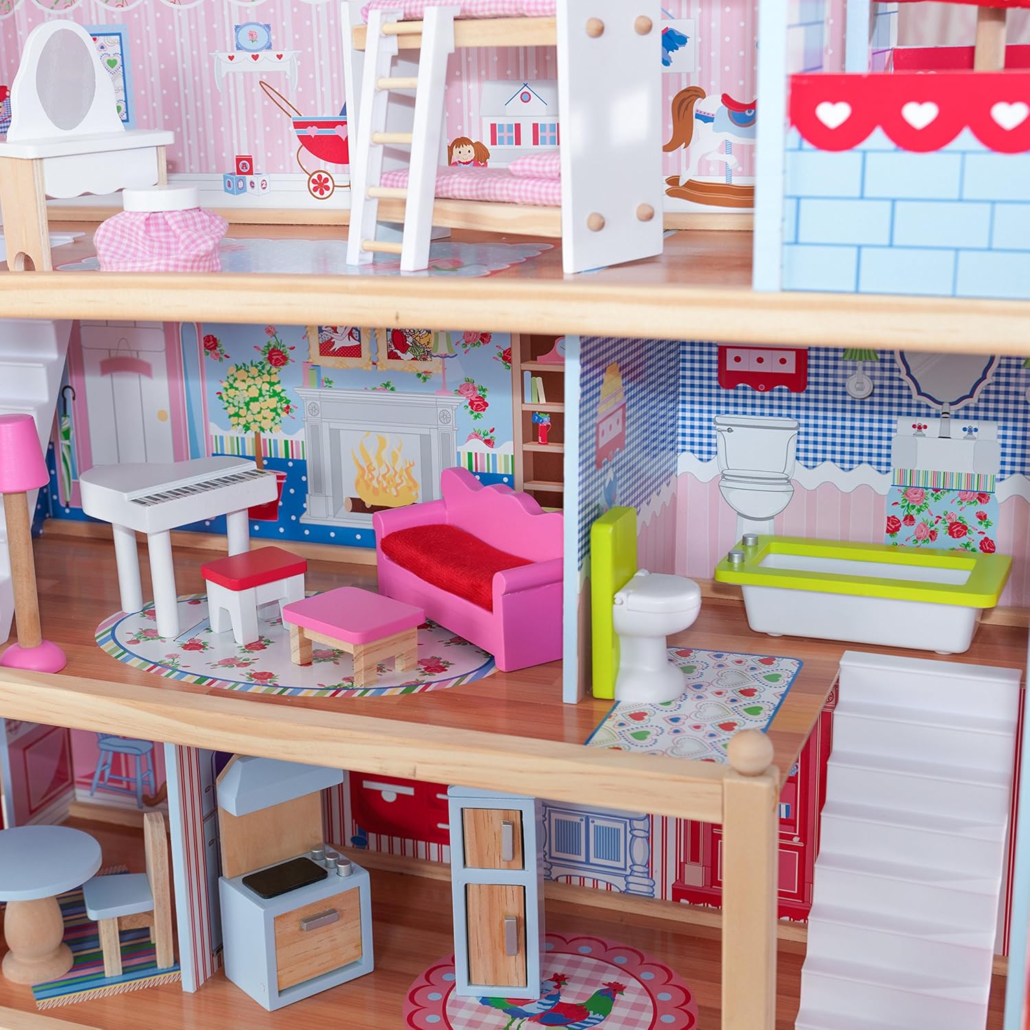 casa de muñecas kidkraft de 3 niveles con accesorios