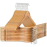 High-Grade Wooden Shirt Hangers with Rubber Grips (20 Pack) Smooth & Durable Wood Hangers with Grips Non Slip - Slim & Sleek 