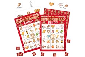 FAHDATZH Christmas Baking Games Bingo Cards, Gingerbread Theme Bingo Game, Winter Holiday Game for Family Friends Large Multiplayer Group Activities, Christmas Eve Gingerbread Party Birthday Favors Gifts -13