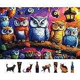 Halloween Colorful Owl Family 500 Piece Jigsaw Puzzle for Adults - Fantasy Night Scene Halloween Puzzle with Vibrant Art, Premium Quality Pieces, Family & Adult Puzzle Challenge (23