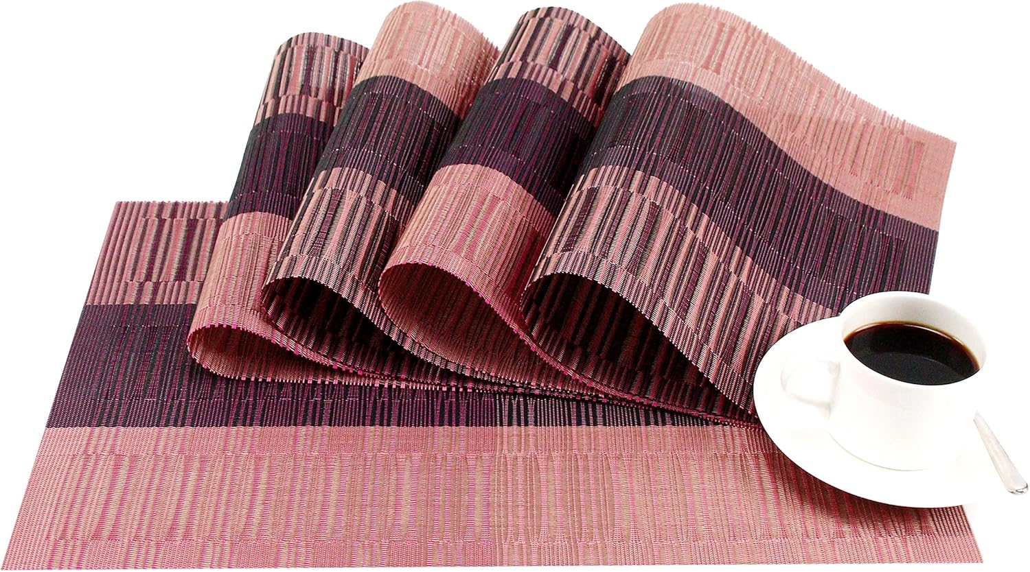 GEFEII Exquisite Bamboo PVC Placemats Woven Vinyl NonSlip