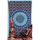 Handicrunch Indian Droplet Style Twin Hanging Tapestry - Floral block print wall hanging