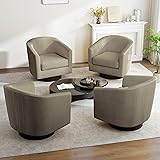 Swivel Barrel Accent Chair, Modern Round Corduroy