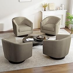 Swivel Barrel Accent Chair, Modern Round Corduroy