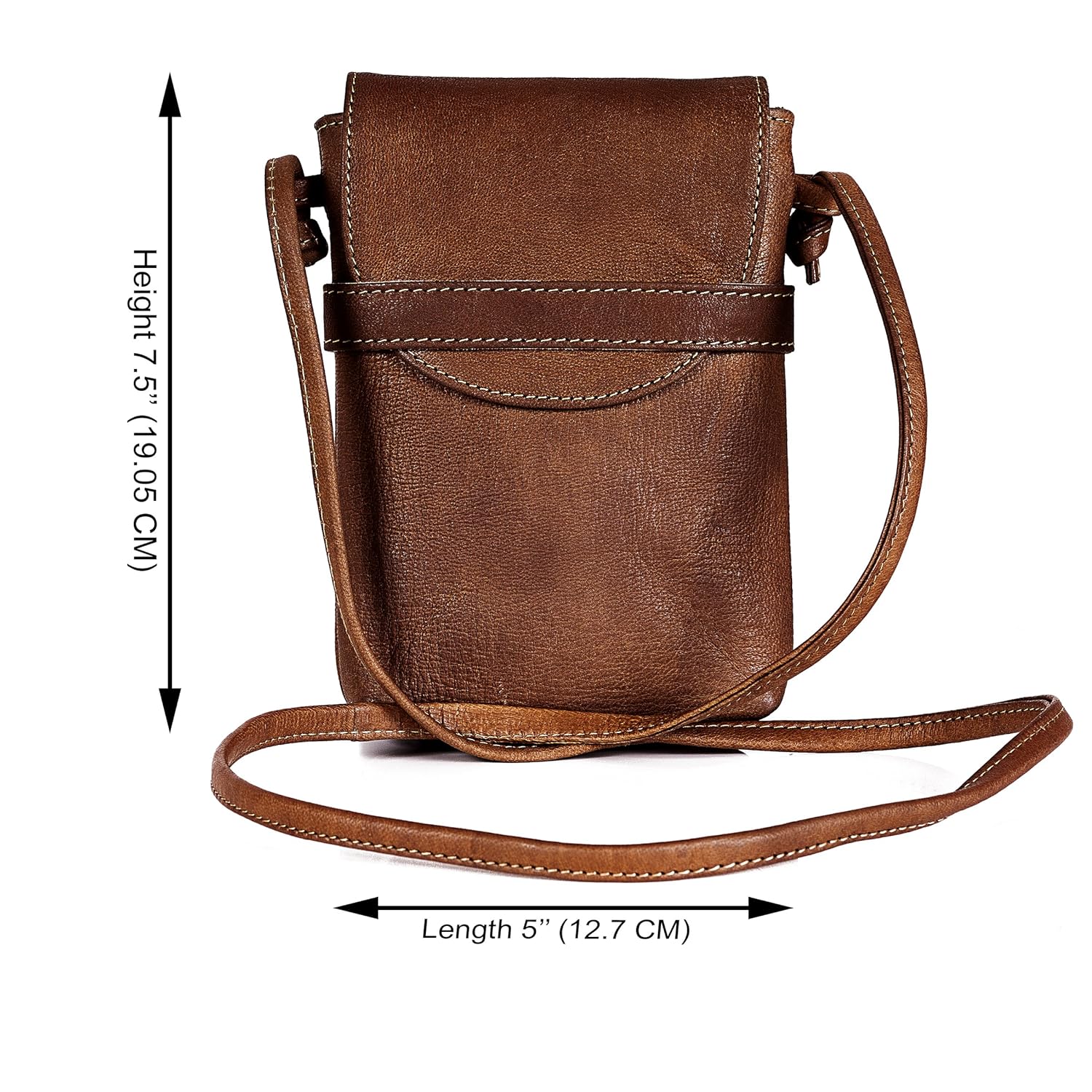 goatter girl's leather brown crossbody bag (small)