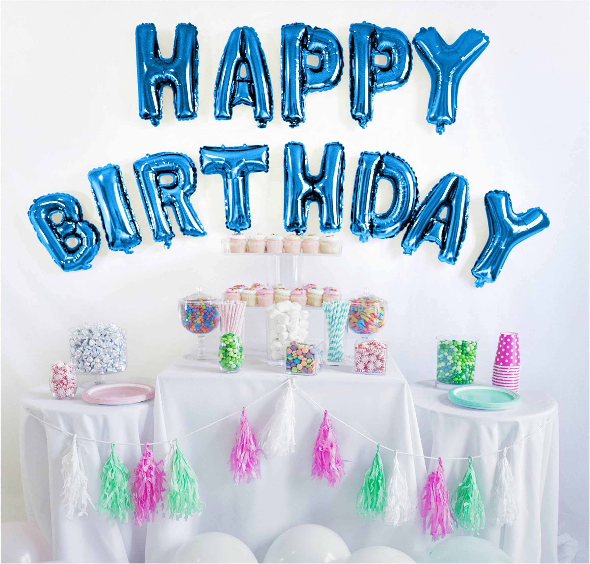UP Celebrations - Birthday Banner, Happy Birthday Banner, Birthday Balloons, Birthday Decorations, Balloon for Birthday, Foil Happy Birthday Balloons, Balloon Decorations (Blue, 16 Inch)