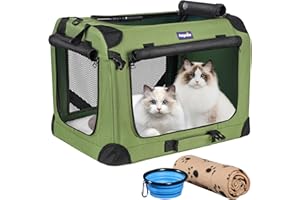 Petprsco Large Cat Carrier for 2 Cats Small Medium Dogs, Soft Pet Carrier 24x17x17 for Traveling with Warm Blanket Foldable B