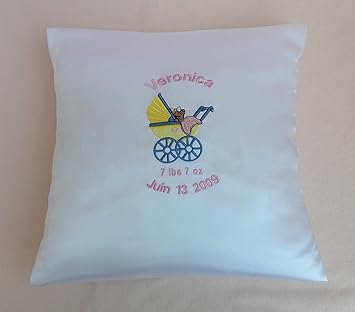 Amazon Com Baby Pillow Hand Made Satin Personalized Embroidered