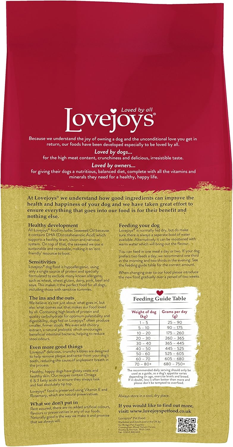 Lovejoys Complete Dry Dog Food Hypoallergenic Recipe, Turkey & Rice, 12kg - Wheat-Free Dried Dog Biscuits and Sensitive Dog Food Dry - Image 5