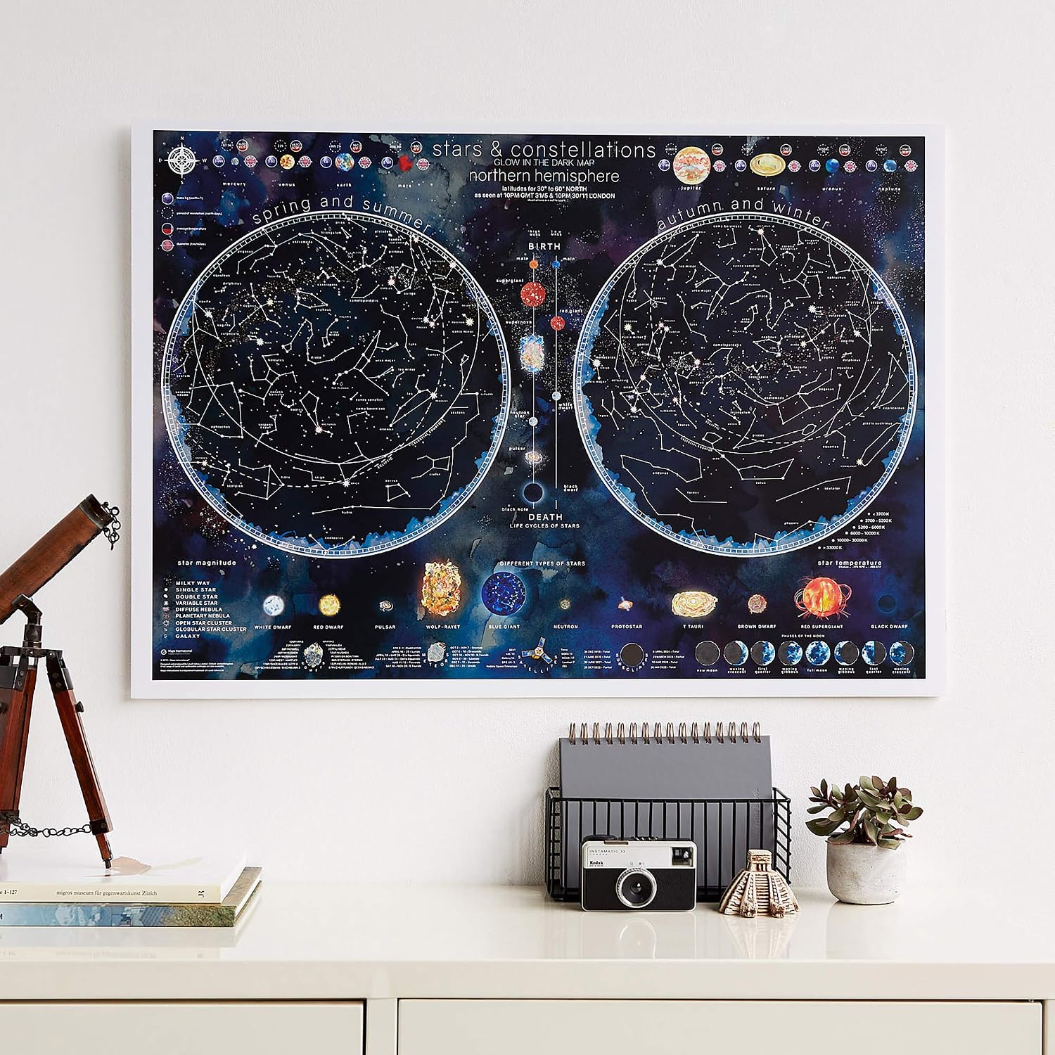 Stars and Constellations Glow in the Dark Map - Stargazers and Night Sky Poster Gift - 84.1 x 59.4 cm - Image 5