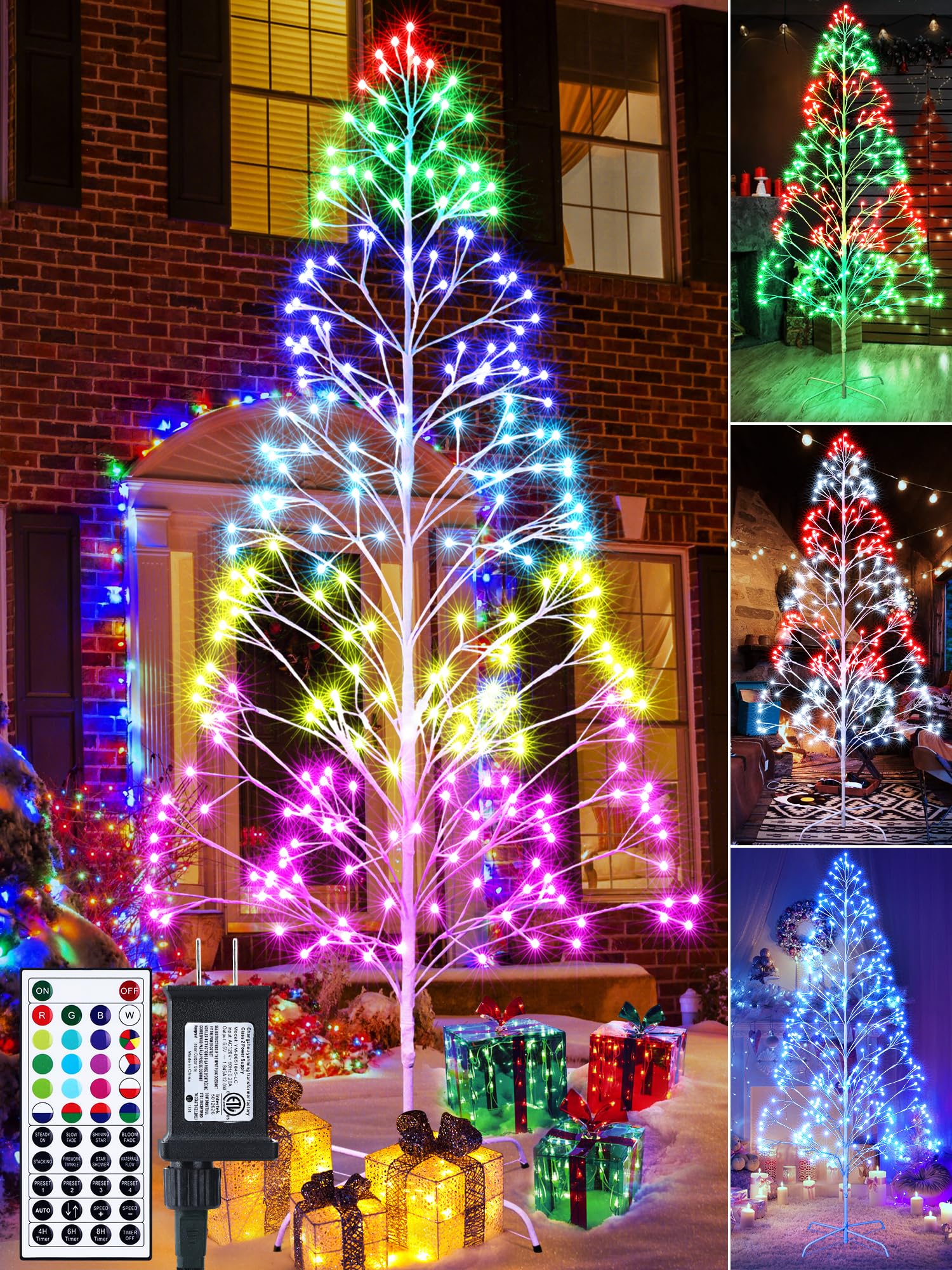 Photo 1 of Jyoiat 7.5ft Height Christmas Tree Light Decoration - 297 LED Outdoor Waterproof Artificial Christmas Tree Lights with Remote Control+ Multi Mode+Memory+Timer Function (RGB)
