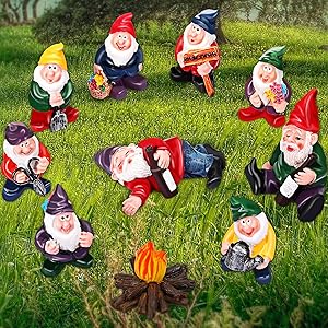 10 Pieces Garden Mini Gnome Ornaments, Garden Dwarf Micro Landscape Decoration, Miniature Fairy Garden Statue Accessories for Outdoor, Potted Plant, Desktop
