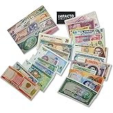 Impacto Coleccionables Foreign Currency Collection - 25 Different World Currency Banknotes - Collectible Currency Foreign - Old World Currency Collection - Banknotes Collection (COA Included)