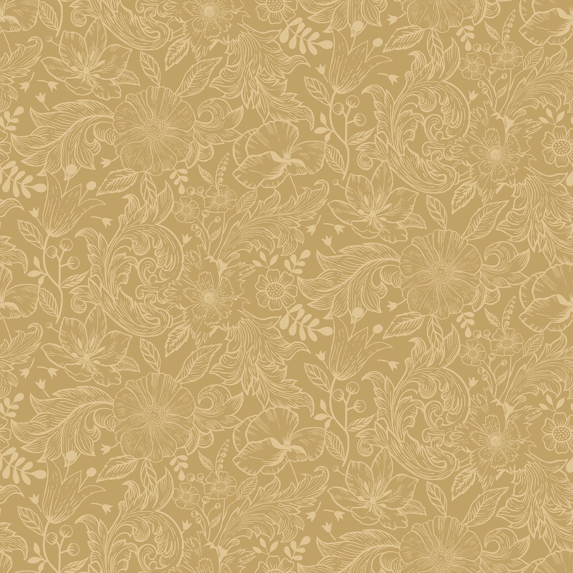 Galerie S13127 Sommarang Mono Flora Wallpaper, Ochre, 10.05m x 53cm