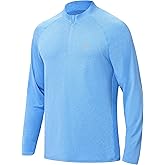Roadbox Quarter Zip Pullover Men Sun Shirts, Running Workout Long Sleeve UV Shirt, UPF 50+ Quick Dry Athletic Rash Guard
