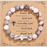 QWNHONEY Christian Gifts for Women Cross Beads Bracelet Catholic Religious Mothers Day Birthday Christmas Gifts for Women Mother Daughter Sister Girlfriend Grandma Wife