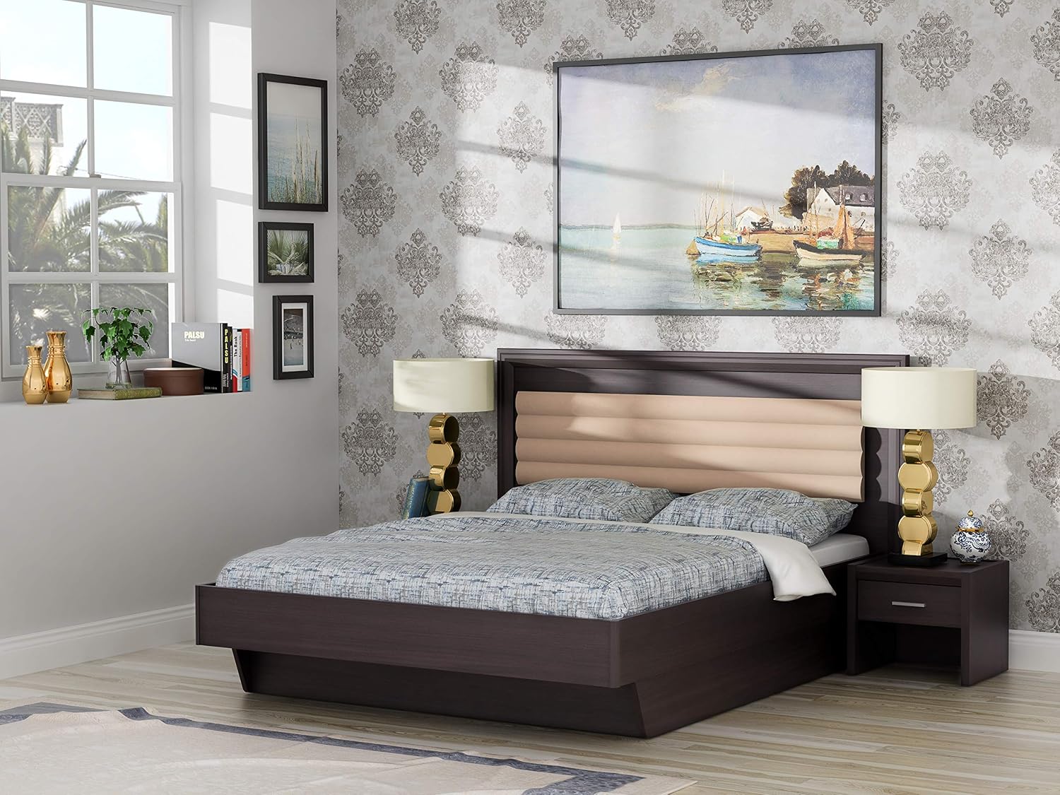 Horizonte Queen Hydraulic Half LiftOn Storage Bed Best Price With