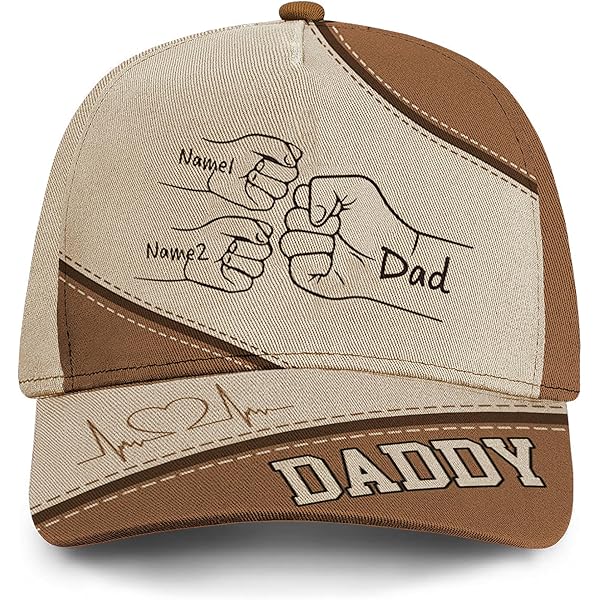 Pekdi Personalized Dad Baseball Cap – Custom Fist Bump Hat With Kids’ Names For Grandpa, Father’s Day Gift