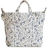 Gemfit Canvas Crossbody Tote Bag for Women – Cute Large Shoulder Bags Handbags with Zipper Buckle Interior Pocket for Work