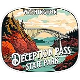 Deception Pass State Park Washington Sticker 4 Inch City Travel Souvenir - Waterproof Vinyl Decal for Laptop Water Bottle Car Tumbler - Durable Aesthetic Long-Lasting Stickers for Adults ID44990