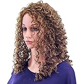 SWACC 20-Inch Long Big Bouffant Curly Wigs for Women Synthetic Heat Resistant Fiber Hair Pieces with Wig Cap (Light Dirty Brown-12#)