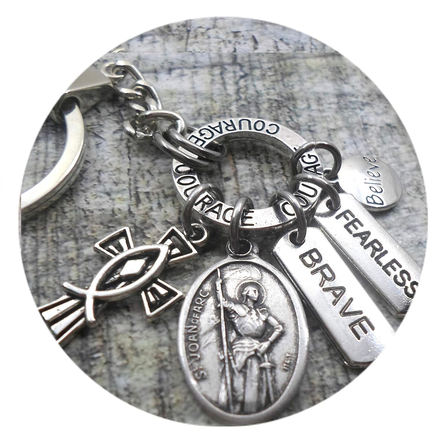 Saint Joan of Arc, St. Joan of Arc The Maid of Orleans Keychain, Clip or Necklace, Divine Messenger Help. Patron St. of France, Military Personnel, Soldiers, Women's Army Corps. Bravery, Courage.