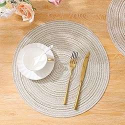 SHACOS Round Braided Placemats Set of 4 Washable