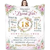 Nucleotech 18th Birthday Gifts for Girls, 18 Year Old Girl Birthday Gifts, Best Birthday Gift for 18 Year Old Girls, Happy 18th Birthday's Decorations for Girl Throw Blanket 60"x50"