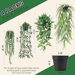 Der Rose 4Pcs Fake Plants Hanging Artificial Ivy
