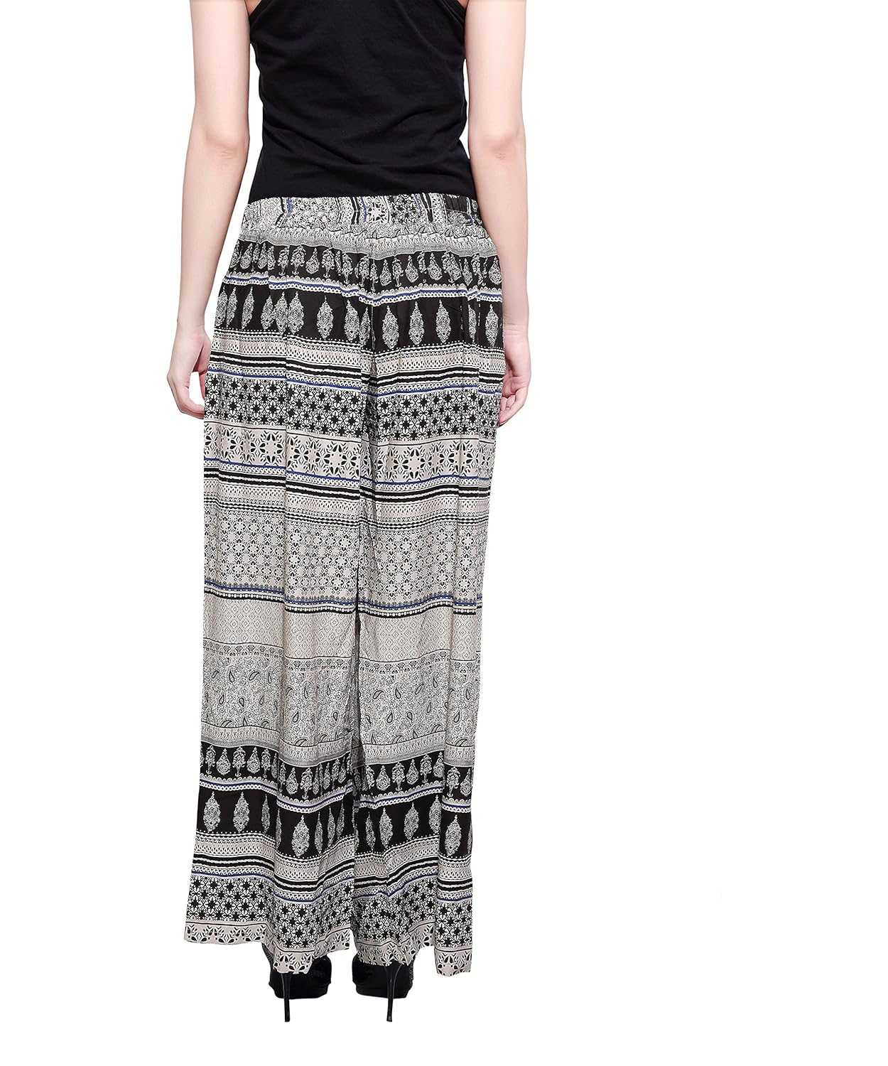 rama printed black & white colour rayon palazzo