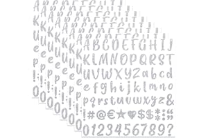 METSYTH 648 Pieces 8 Sheets Letter Stickers Glitter Small Self Adhesive Alphabet Number Vinyl Stick on Letter Stickers for Scrapbooking Mailbox Numbers Crafts Classroom Decor Bulletin Board(Silver,1 Inch)