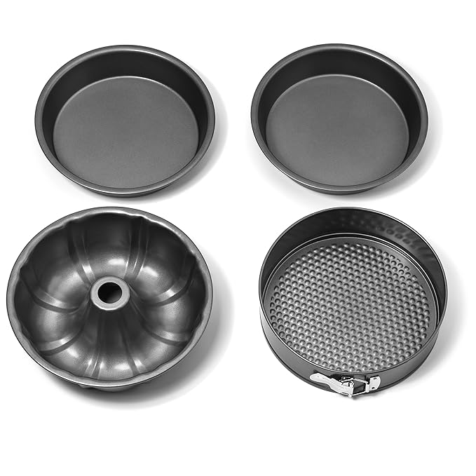 Elite Kitchenware 4 Piece Nonstick Cake Pans Set with 9 Inch Round Cake Pans, 9 Inch Spring form