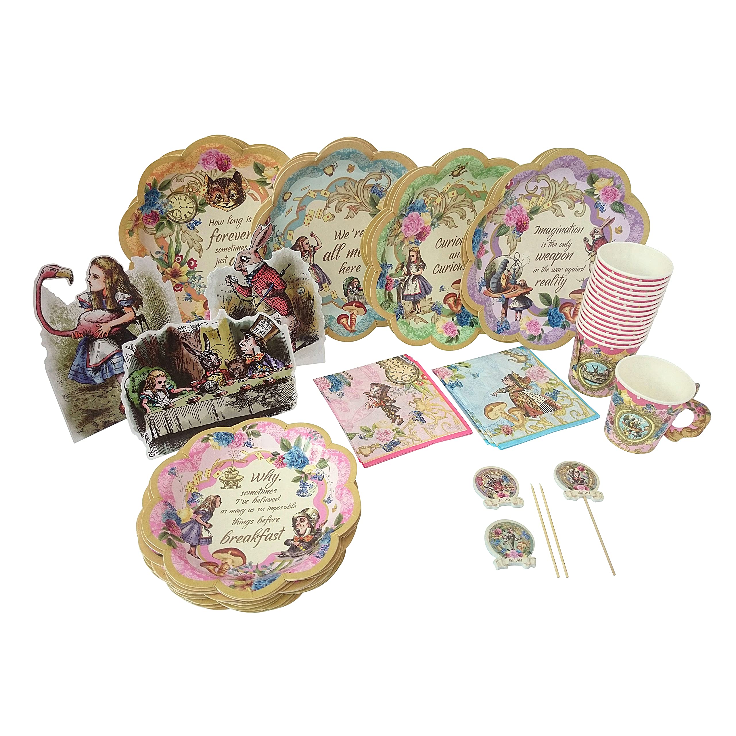 ASVP Shop Alice In Wonderland Party Supplies Set Great For Mad Hatter Tea Party Plates Cups Napkins Decor
