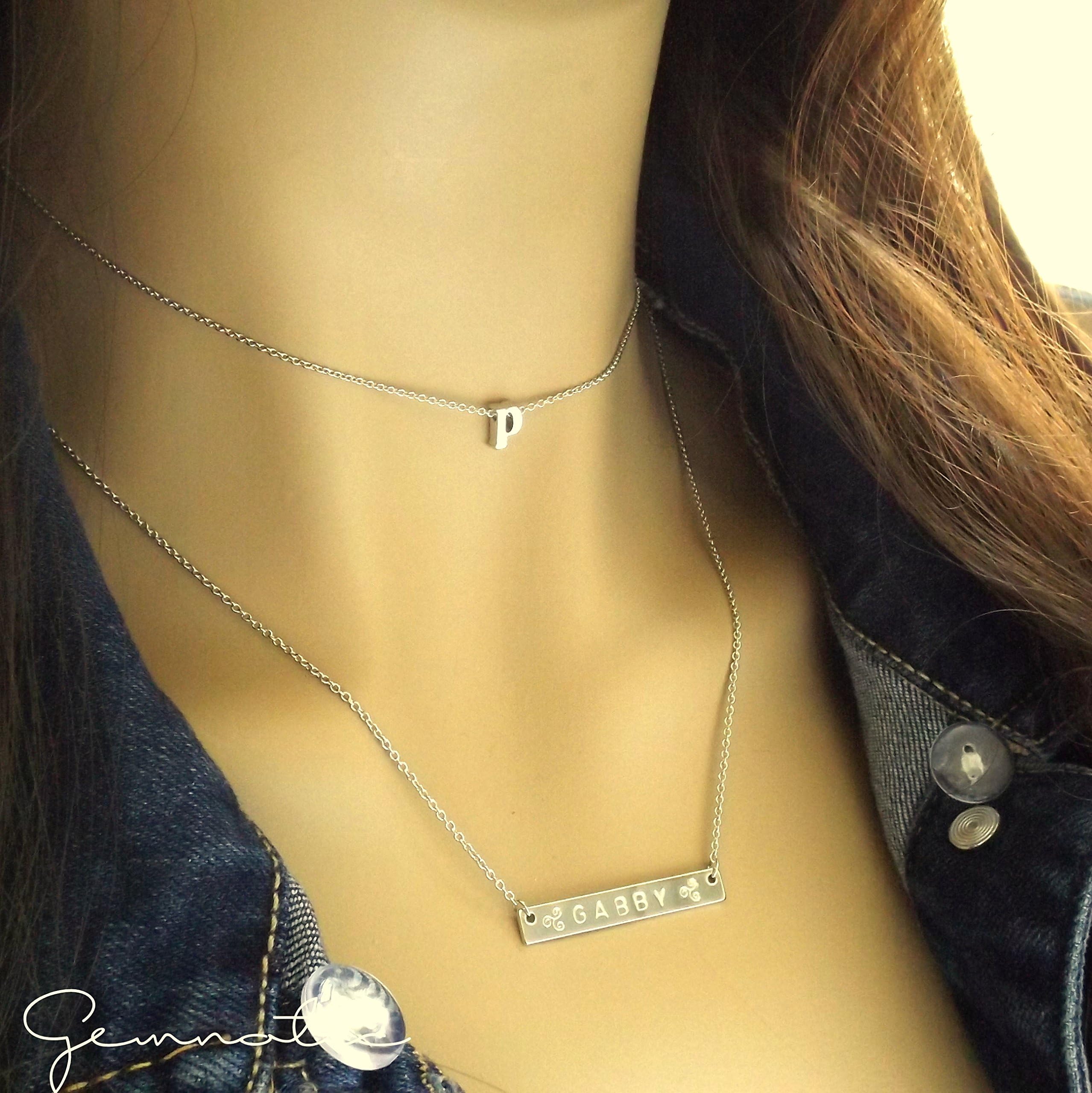 Tiny lowercase initial choker necklace in silver rose gold or 16k gold plated- teen gifts, short layering necklace, personalized choker, dainty minimal choker, gifts for her