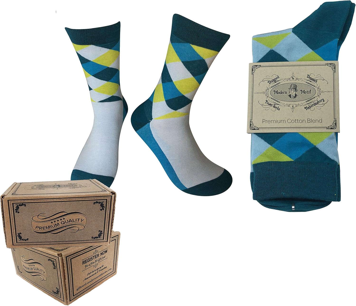 Men's Funky Dress Socks Colorful Patterned Fashion Casual