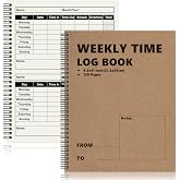 GLDTPOZK 1 Pcs Weekly Time Sheet Log Book Spiral Binder 120 Pages 8.5x11 Inch Work Hours Log Book Payroll Record Book Timesheet logbook Daily Time Journal for Small Business Office (1)